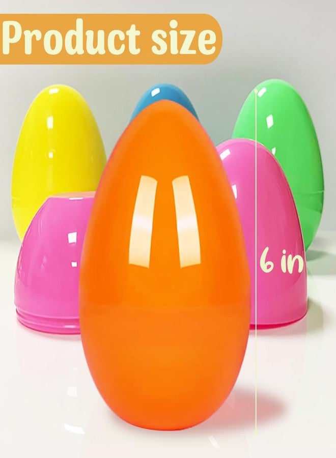 LUKBERA 12Pcs Jumbo Plastic Bright Easter Eggs, 6’’ Fillable Assorted Solid Colors Empty Surprise Eggs for Easter Eggs Hunt Easter Basket Stuffers Fillers Classroom Treats - Image 5